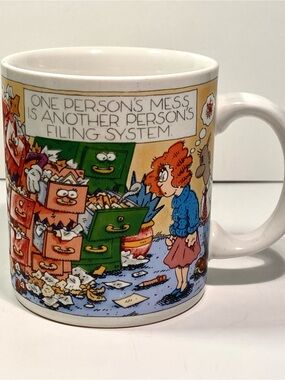 Vintage 1987 Messy Office Comic Strip Ceramic Coffee Mug